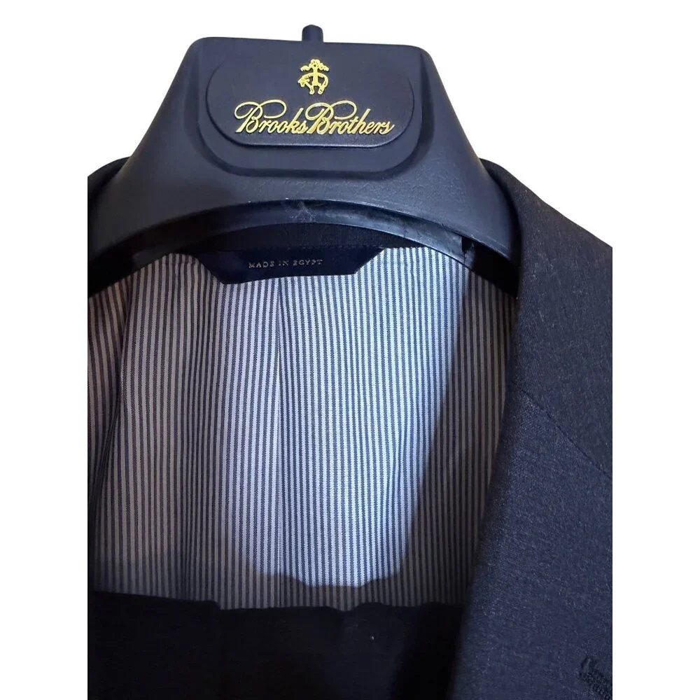 Brooks Brothers Mens Two-piece Suit Size 41 Gray Flat Front Notch Wool Blend
